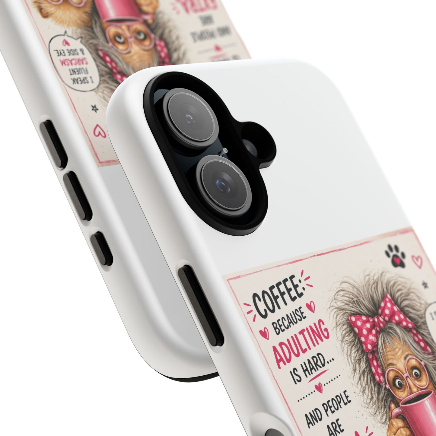 Perky Pearl and LattePhone Case — Funny "Adulting Is Hard" Cozy Design