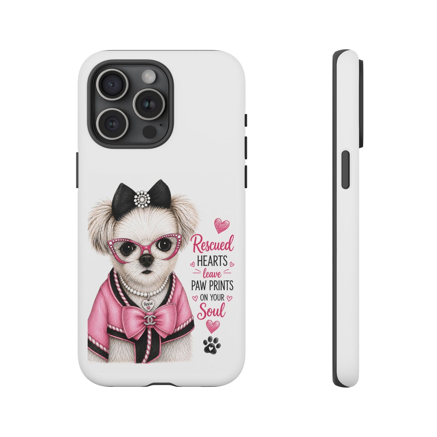 Rescued Hearts Paw Prints Phone Case