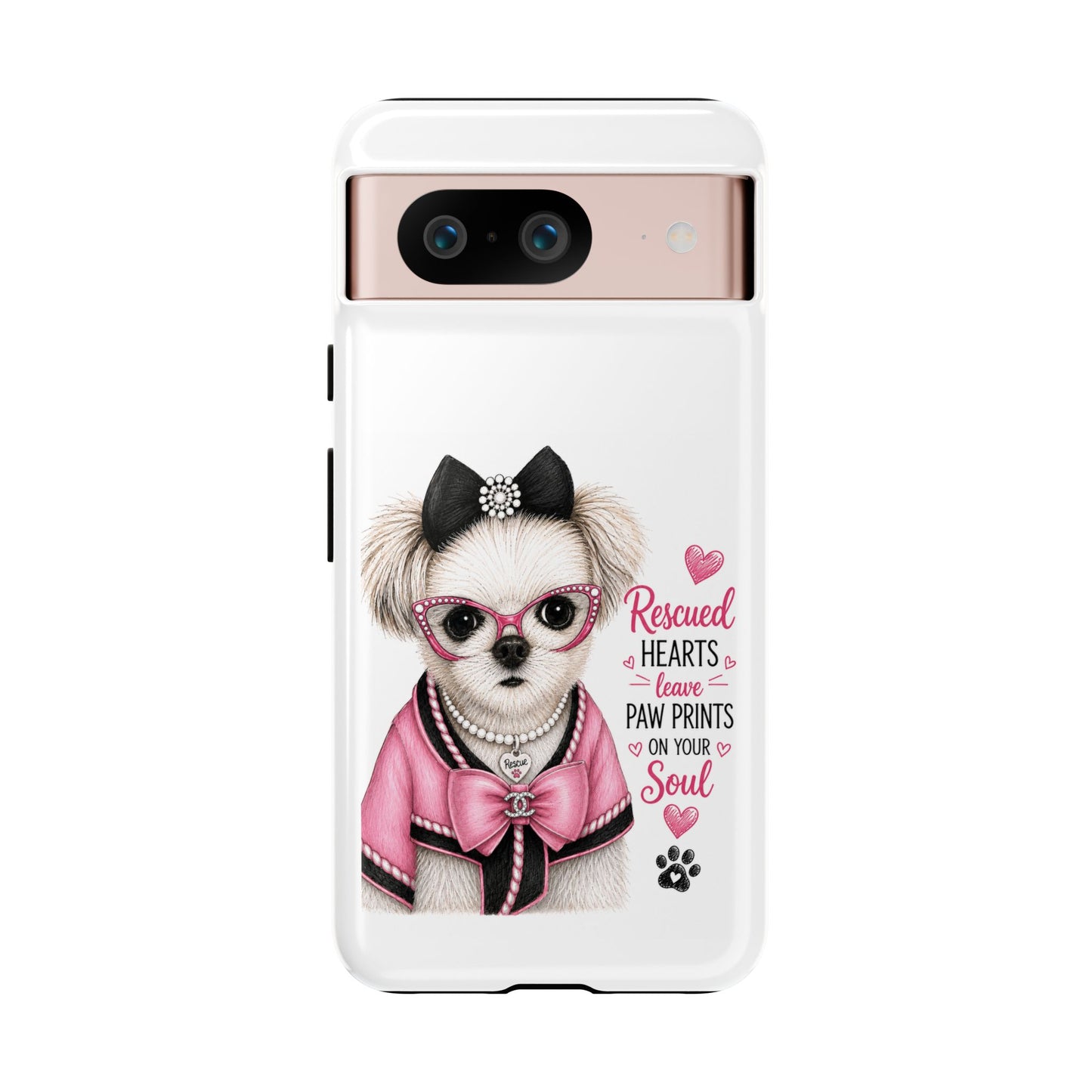 Rescued Hearts Paw Prints Phone Case
