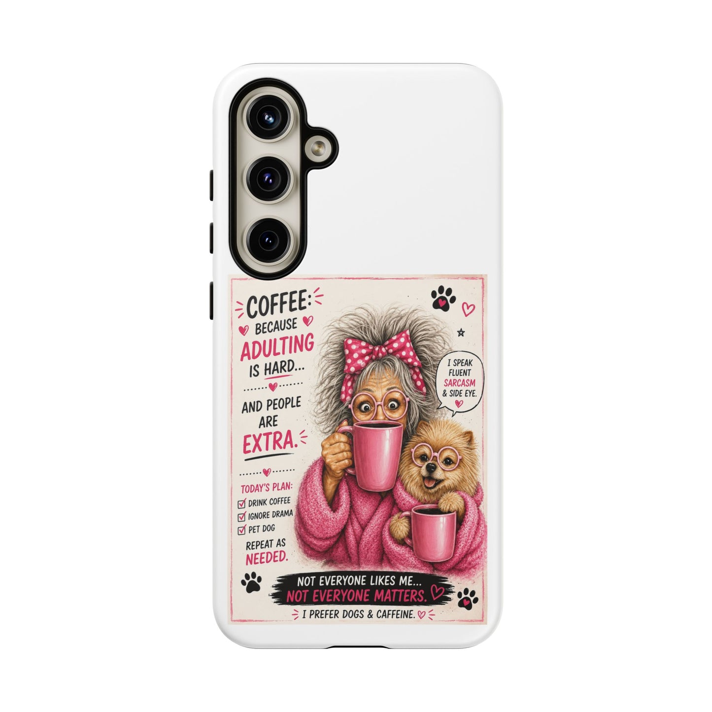 Perky Pearl and LattePhone Case — Funny "Adulting Is Hard" Cozy Design