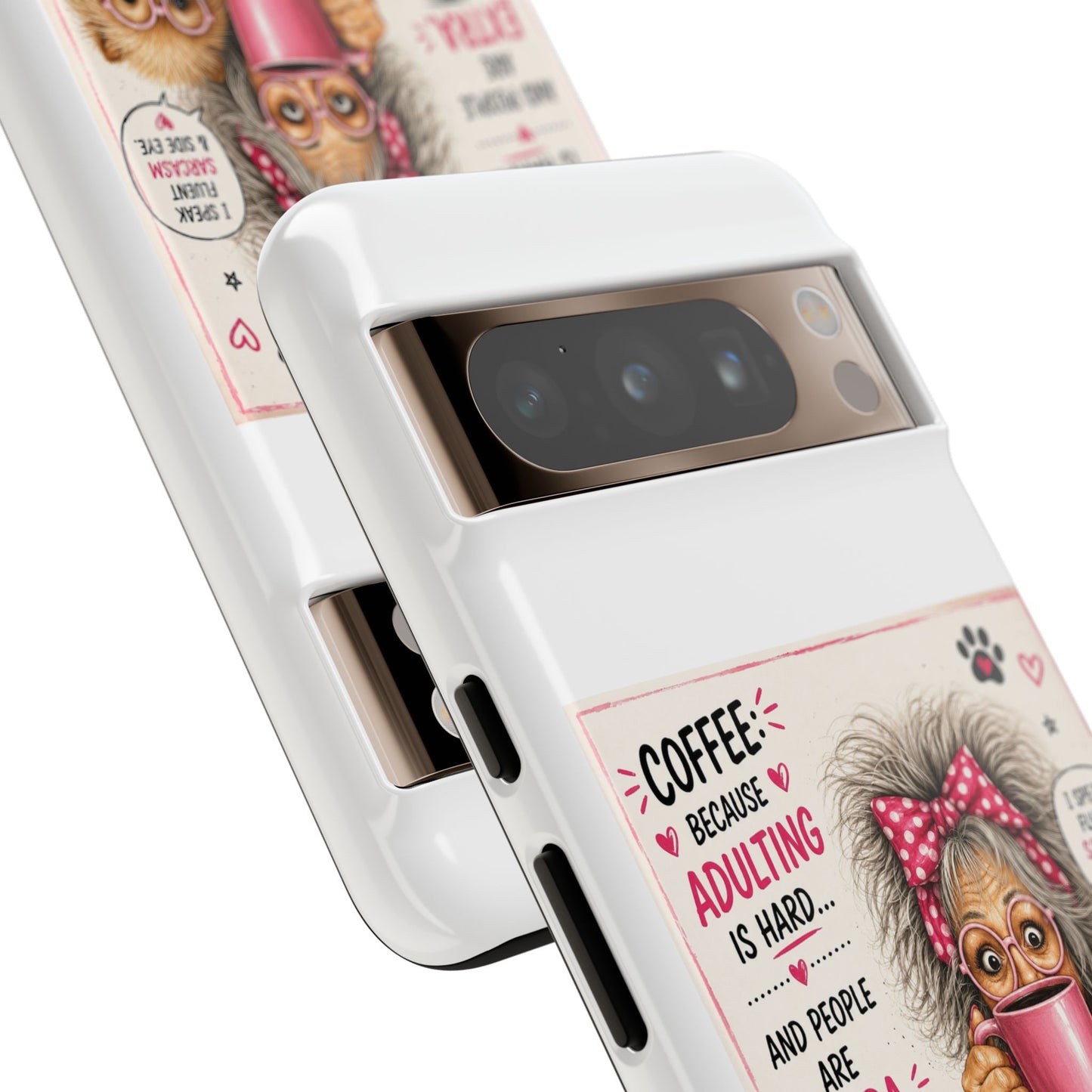 Perky Pearl and LattePhone Case — Funny "Adulting Is Hard" Cozy Design