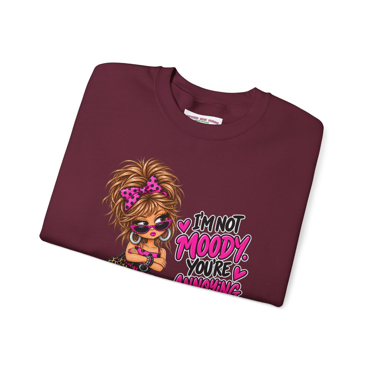 “I’m Not Moody, You’re Annoying” Girl & Pug Graphic Sweatshirt