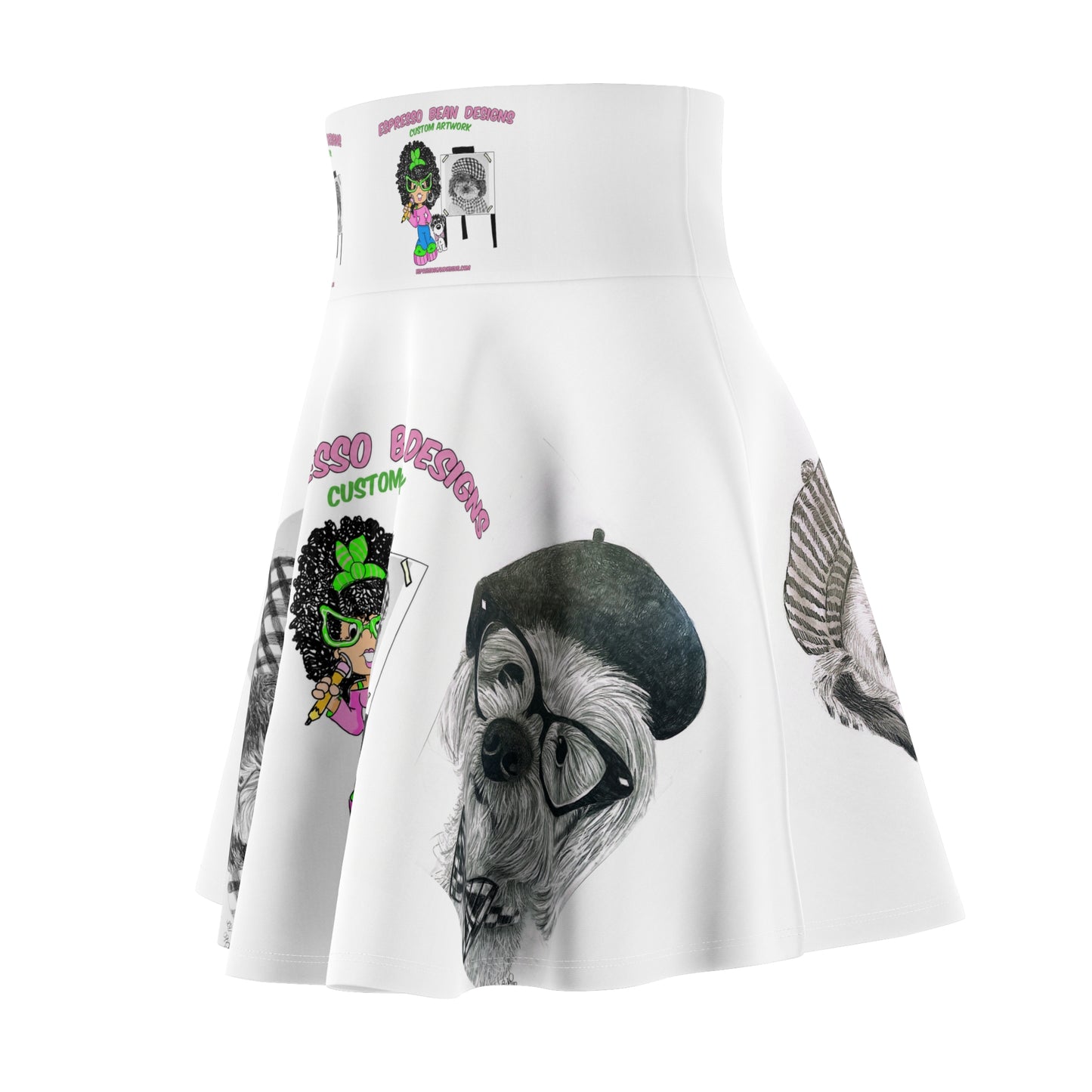 Dog Portrait Skater Skirt — Cute Custom Canine Art Print