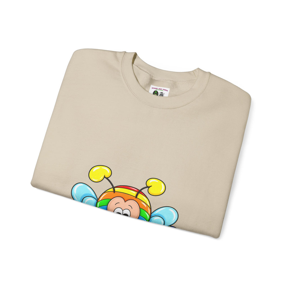Tired Love bug  Crewneck Sweatshirt — Colorful Rainbow Cute Graphic
