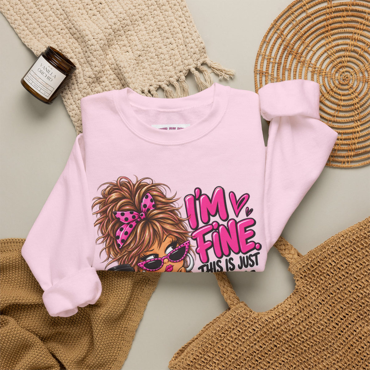 I'm Fine Graphic Sweatshirt — 'This Is Just My Face' Cozy Crewneck