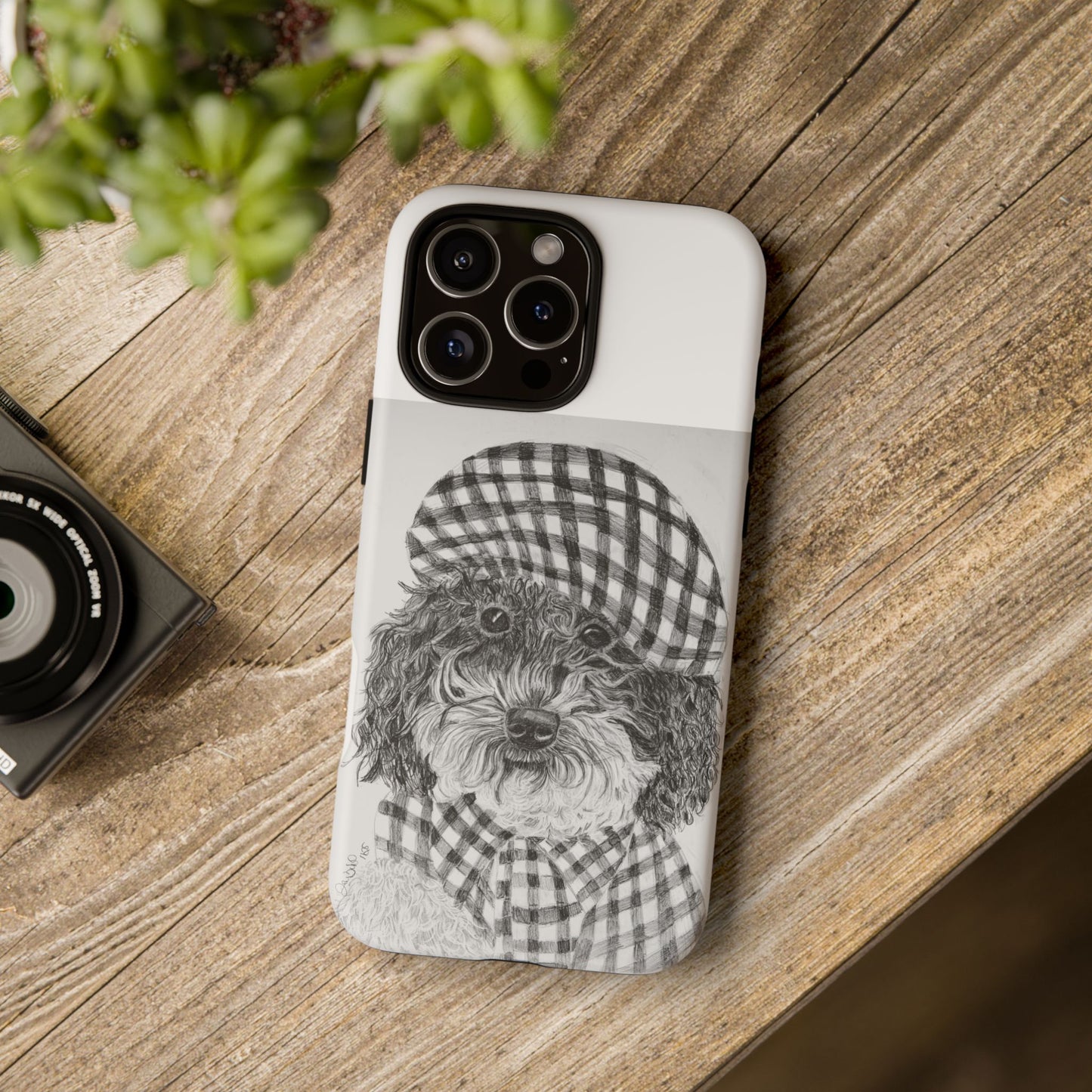 Cute Dog Phone Case — Flannel Elmer  in Plaid Hat