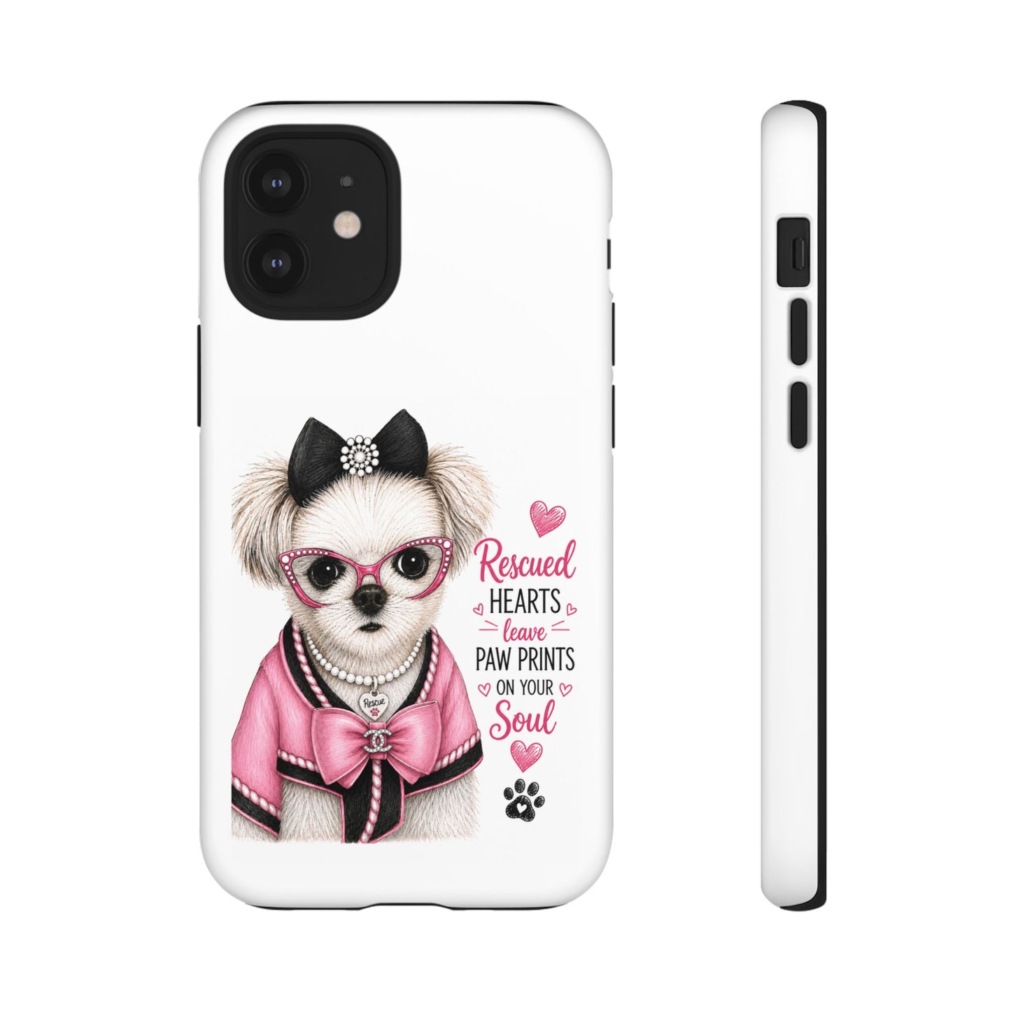 Rescued Hearts Paw Prints Phone Case