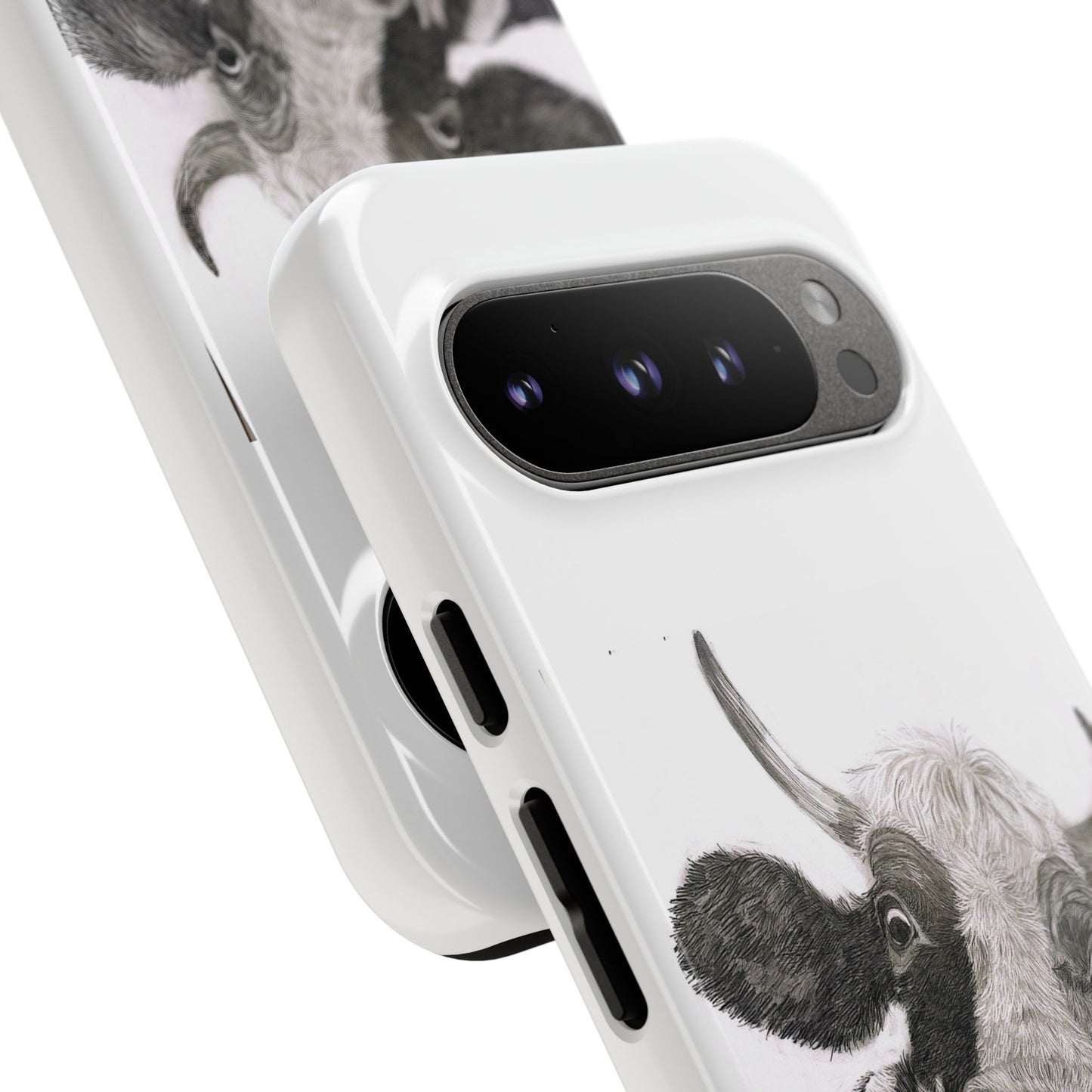Cow Sketch Tough Phone Case — Protective iPhone Cover with Whimsical Cow Illustration