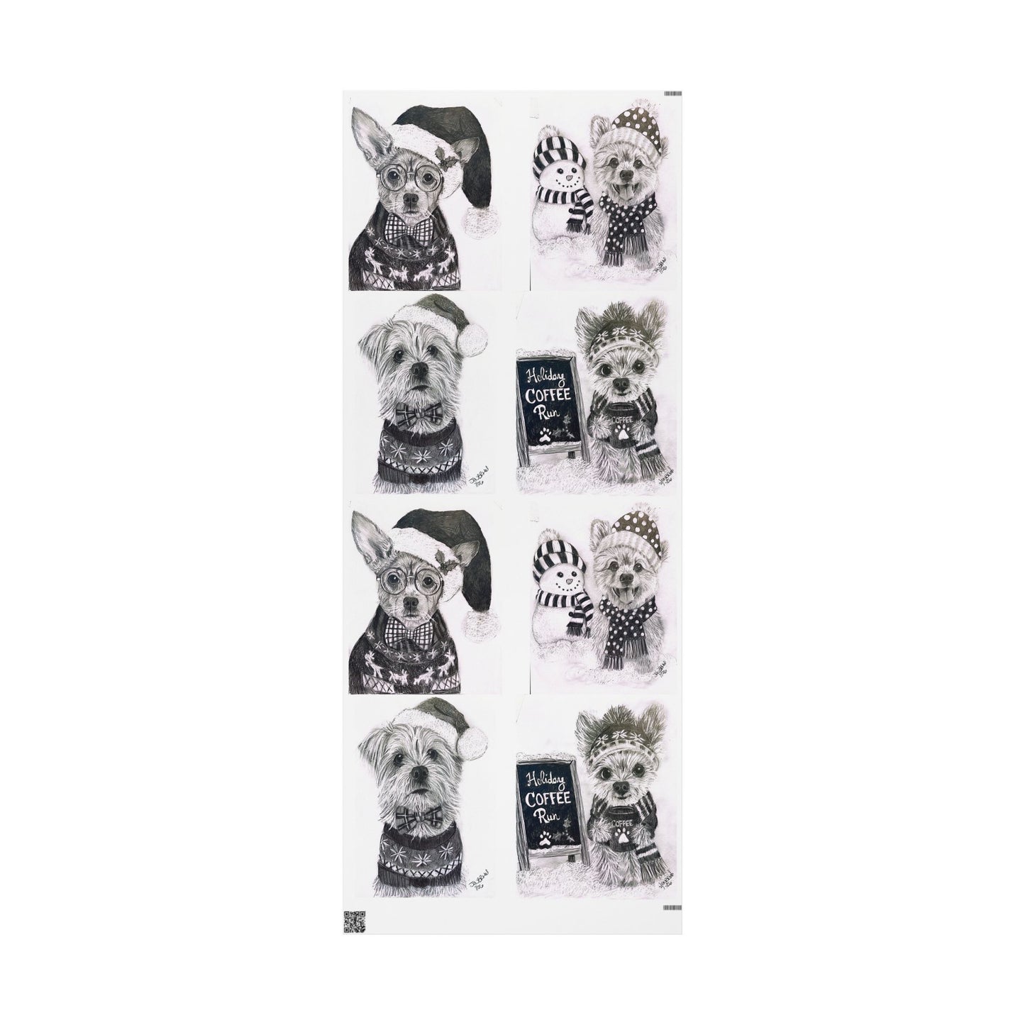 Sophia’s Gracie foundation Wrapping Paper Roll — Black & White  Pattern for Pet Lovers