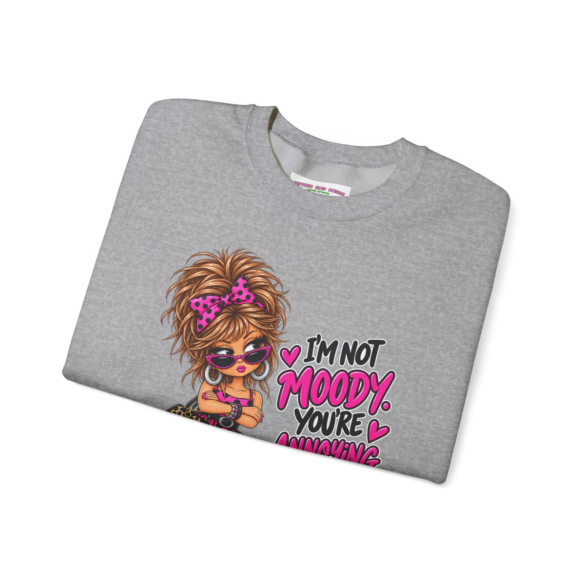 “I’m Not Moody, You’re Annoying” Girl & Pug Graphic Sweatshirt