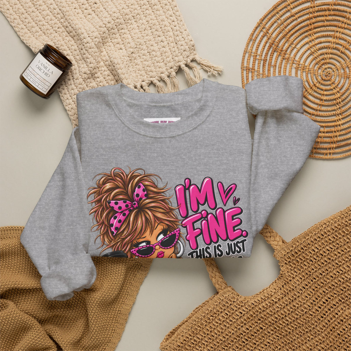 I'm Fine Graphic Sweatshirt — 'This Is Just My Face' Cozy Crewneck