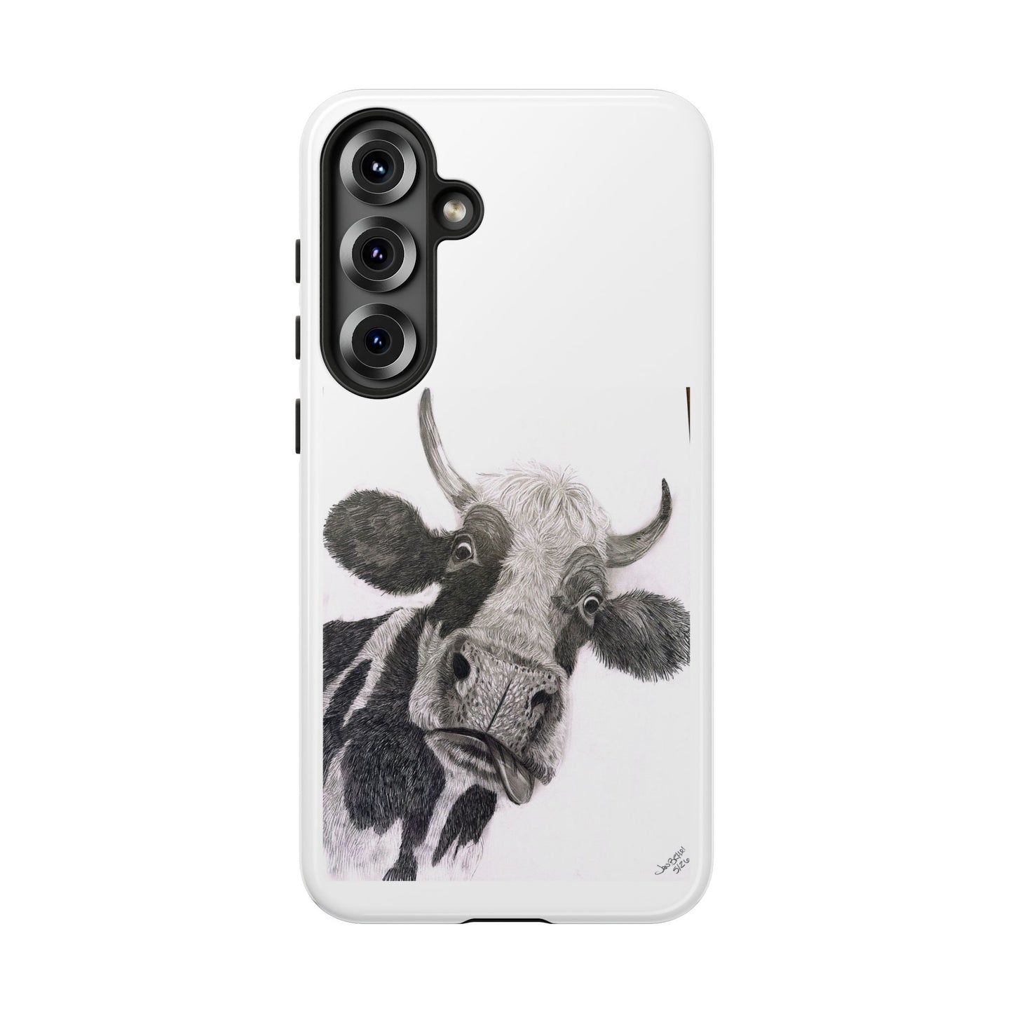 Cow Sketch Tough Phone Case — Protective iPhone Cover with Whimsical Cow Illustration