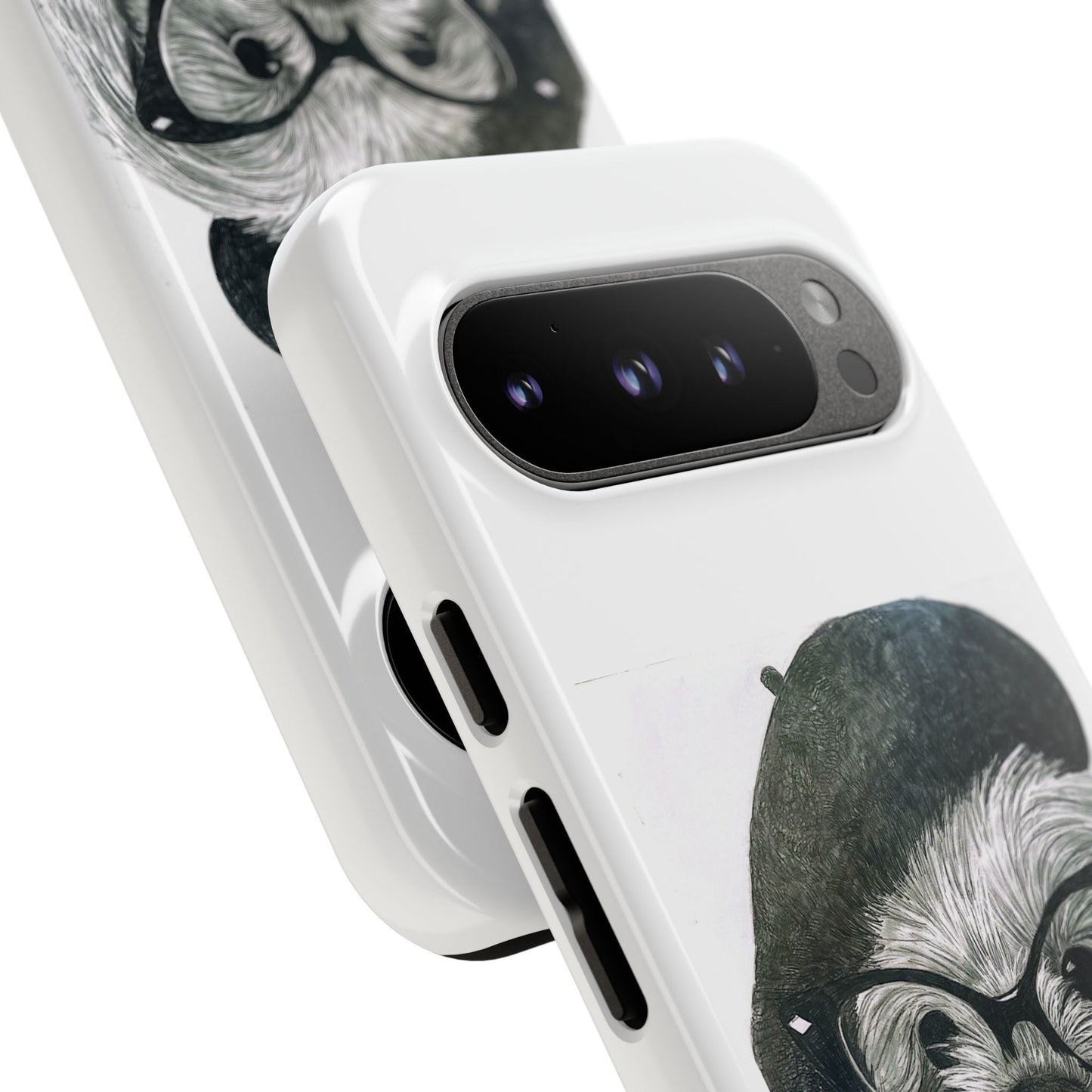 Dog Portrait Phone Case — Dexter with Beret, Glasses & Bow Tie