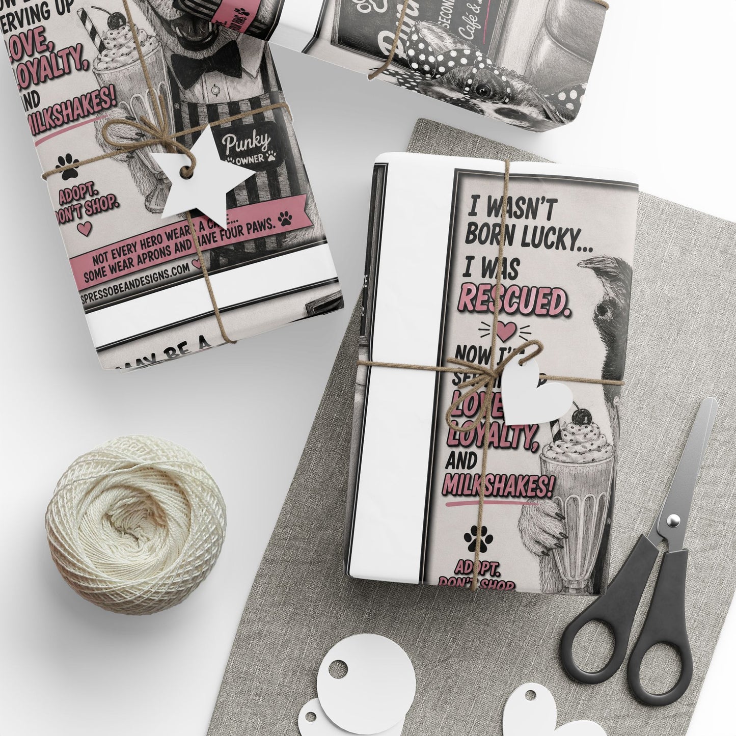 Euclid pet pals  Wrapping Paper Roll — Black & White Storyboard Gift Wrap