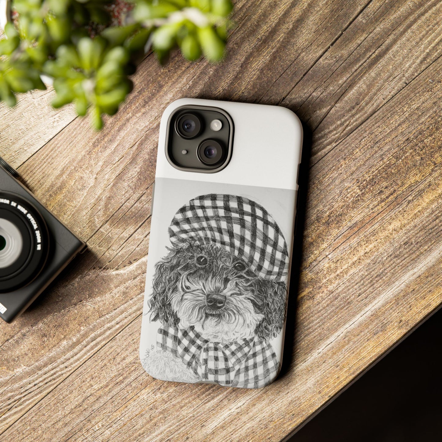 Cute Dog Phone Case — Flannel Elmer  in Plaid Hat