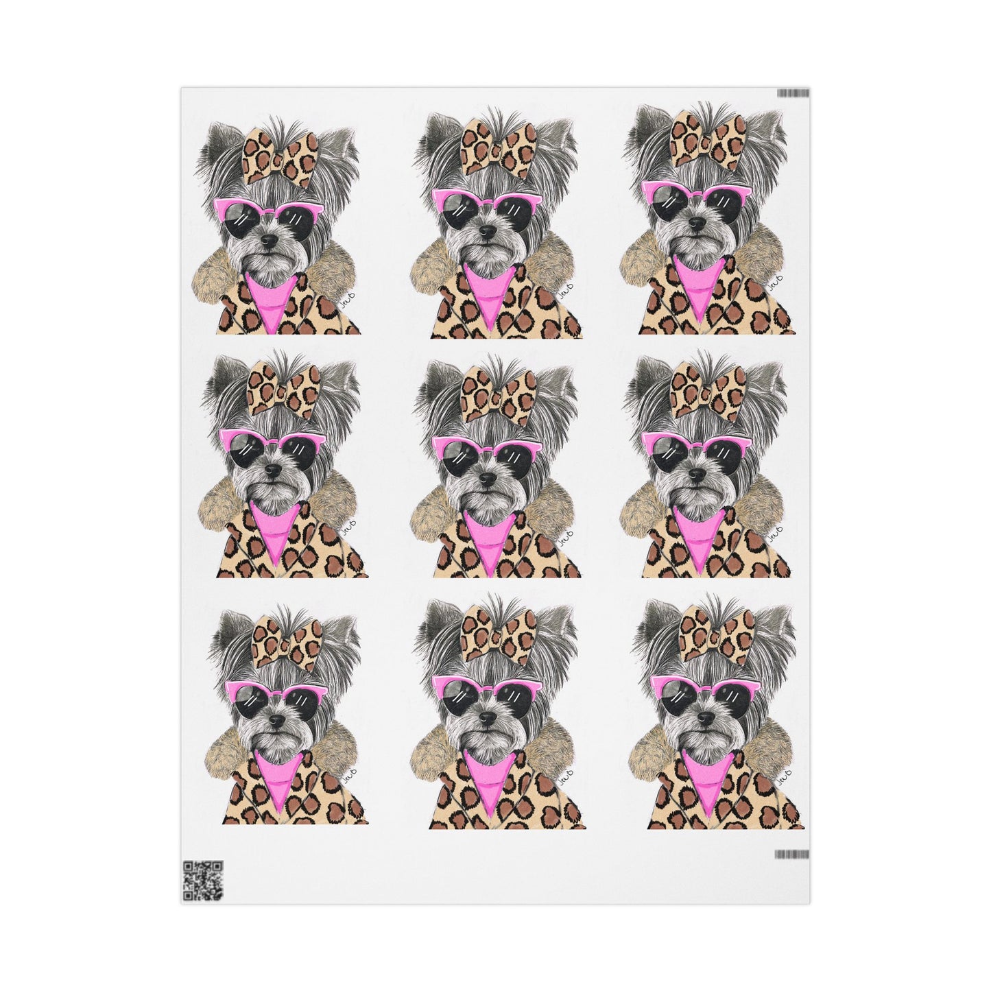 Cute Pink Yorkie Gift Wrap for Animal Lovers