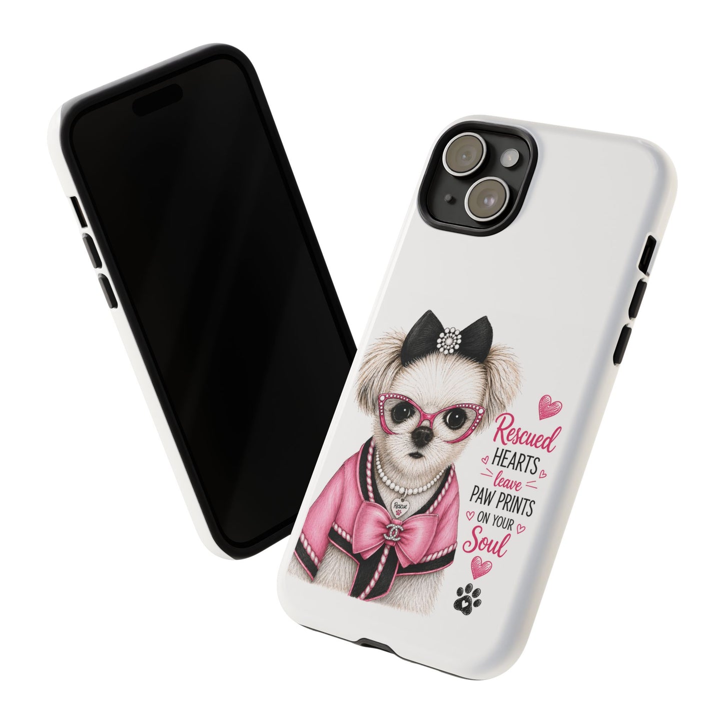 Rescued Hearts Paw Prints Phone Case