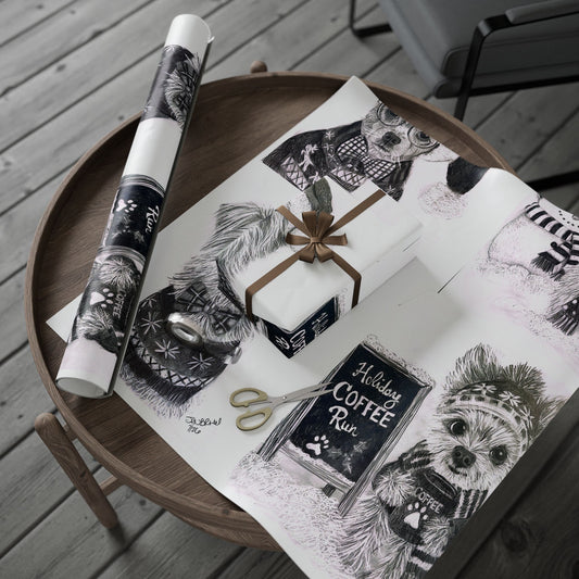 Sophia’s Gracie foundation Wrapping Paper Roll — Black & White  Pattern for Pet Lovers