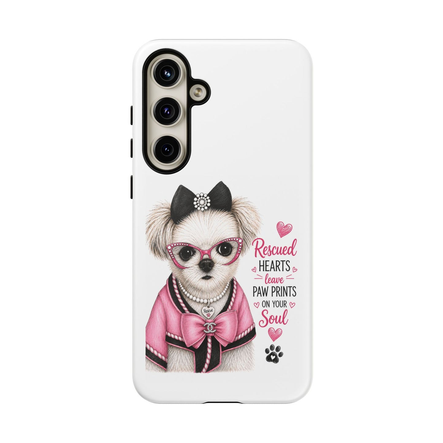 Rescued Hearts Paw Prints Phone Case