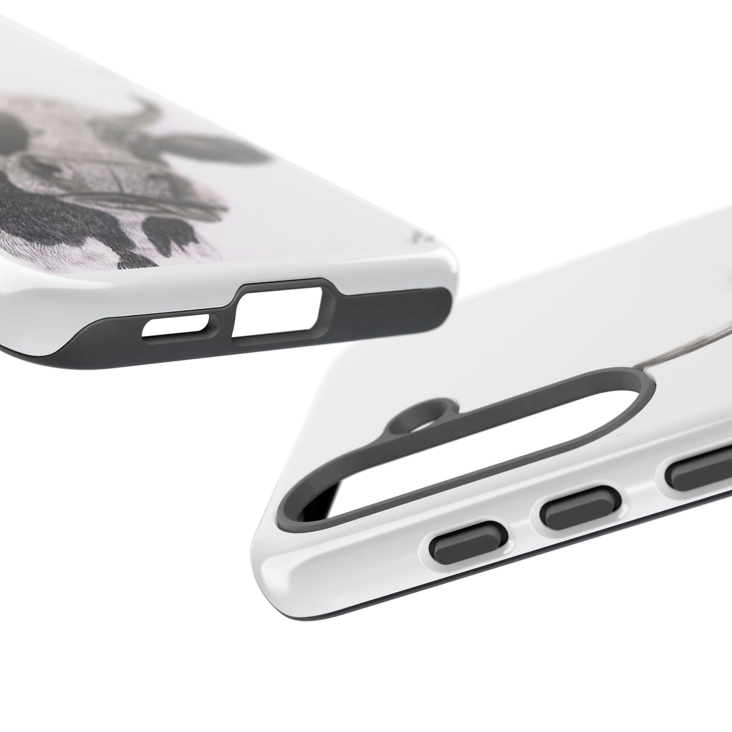 Cow Sketch Tough Phone Case — Protective iPhone Cover with Whimsical Cow Illustration