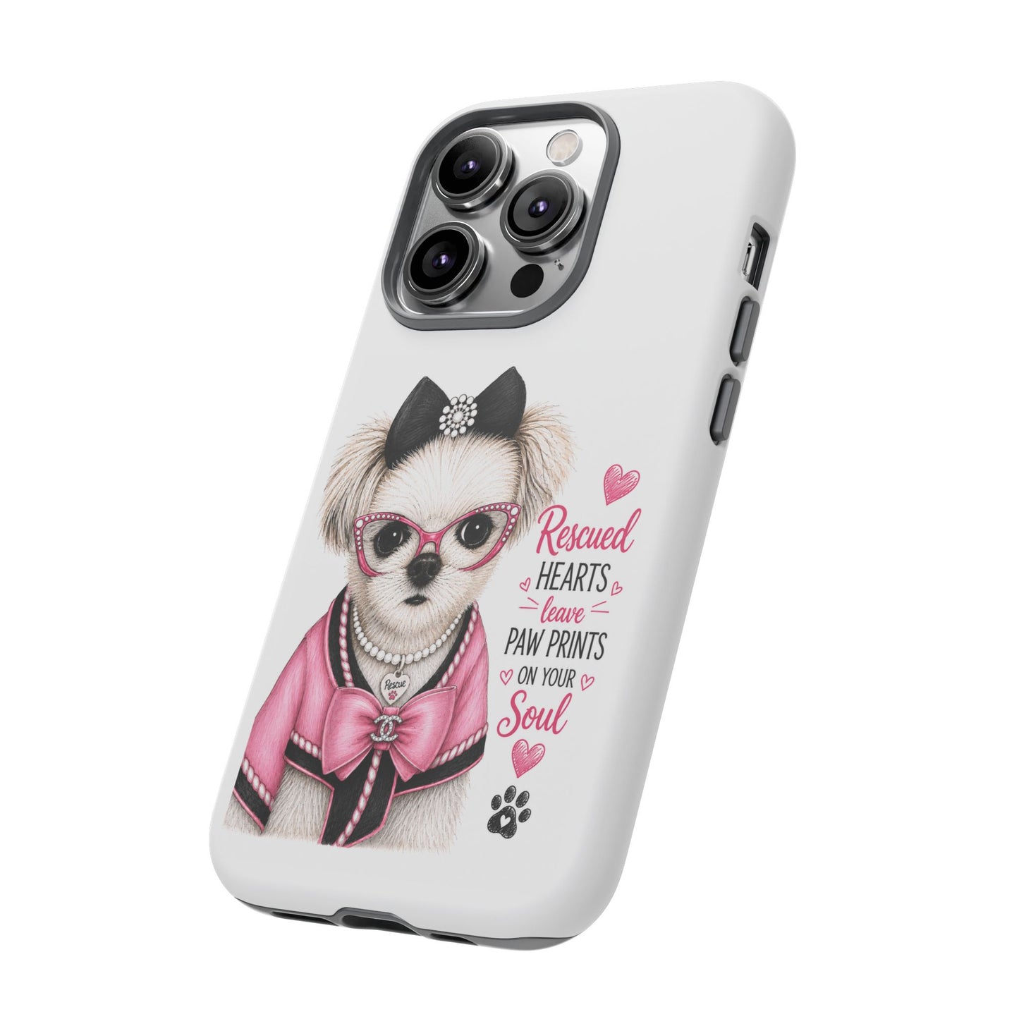 Rescued Hearts Paw Prints Phone Case