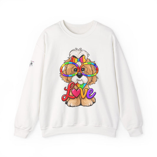 Shih TzuPuppy Love Rainbow Crewneck Sweatshirt