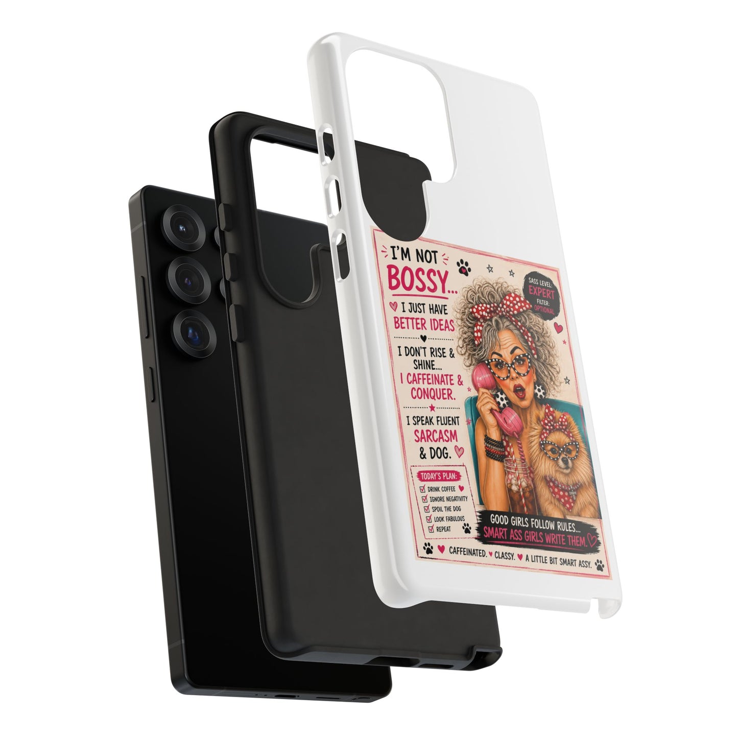 Perky Pearl and Latte Phone Case — "I'm Not Bossy" Funny Dog Lover & Sarcastic Woman Protective Tough Case