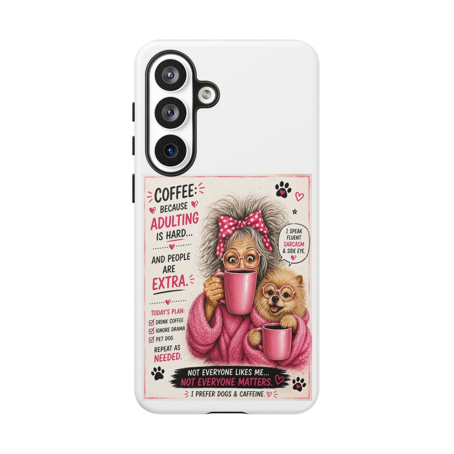 Perky Pearl and LattePhone Case — Funny "Adulting Is Hard" Cozy Design