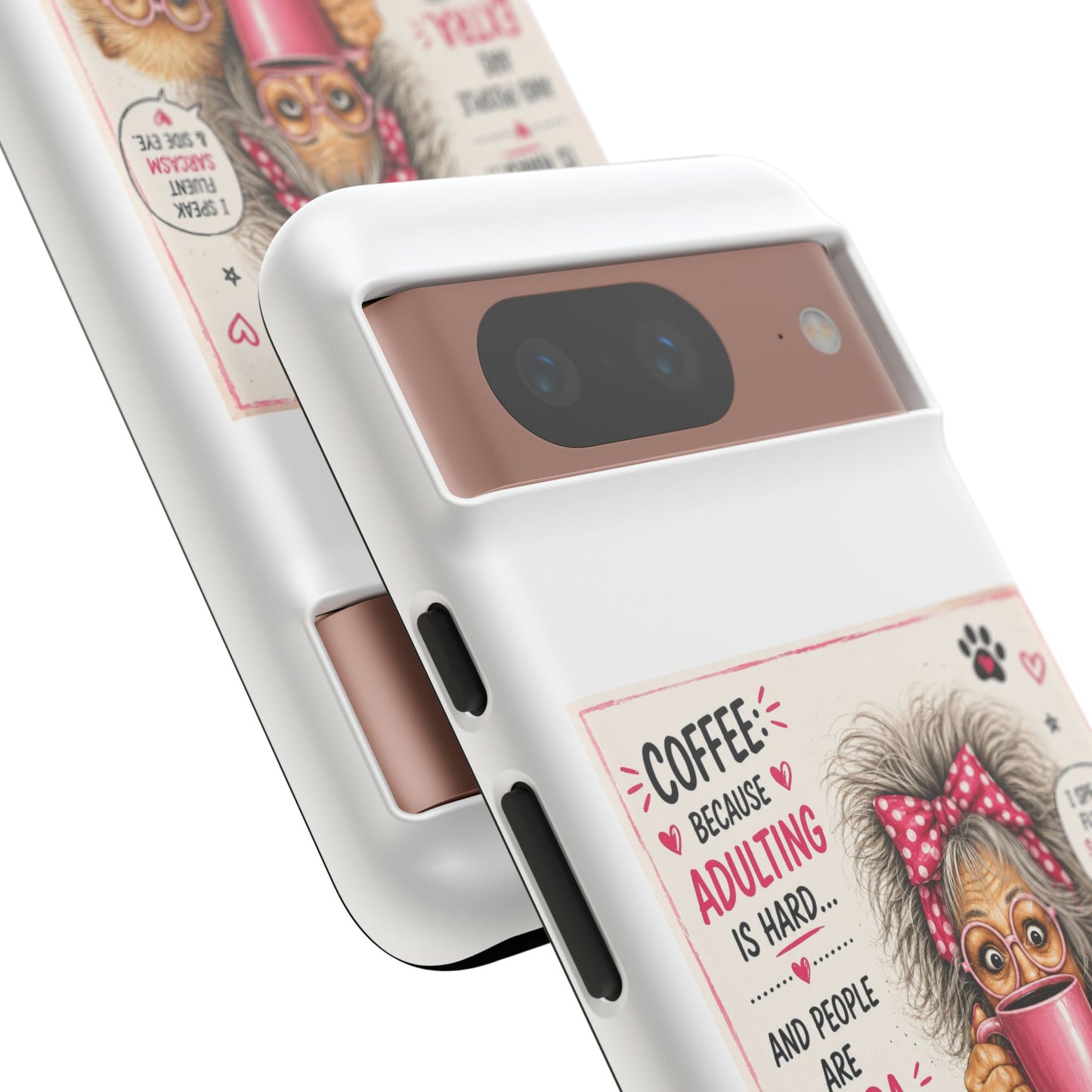Perky Pearl and LattePhone Case — Funny "Adulting Is Hard" Cozy Design