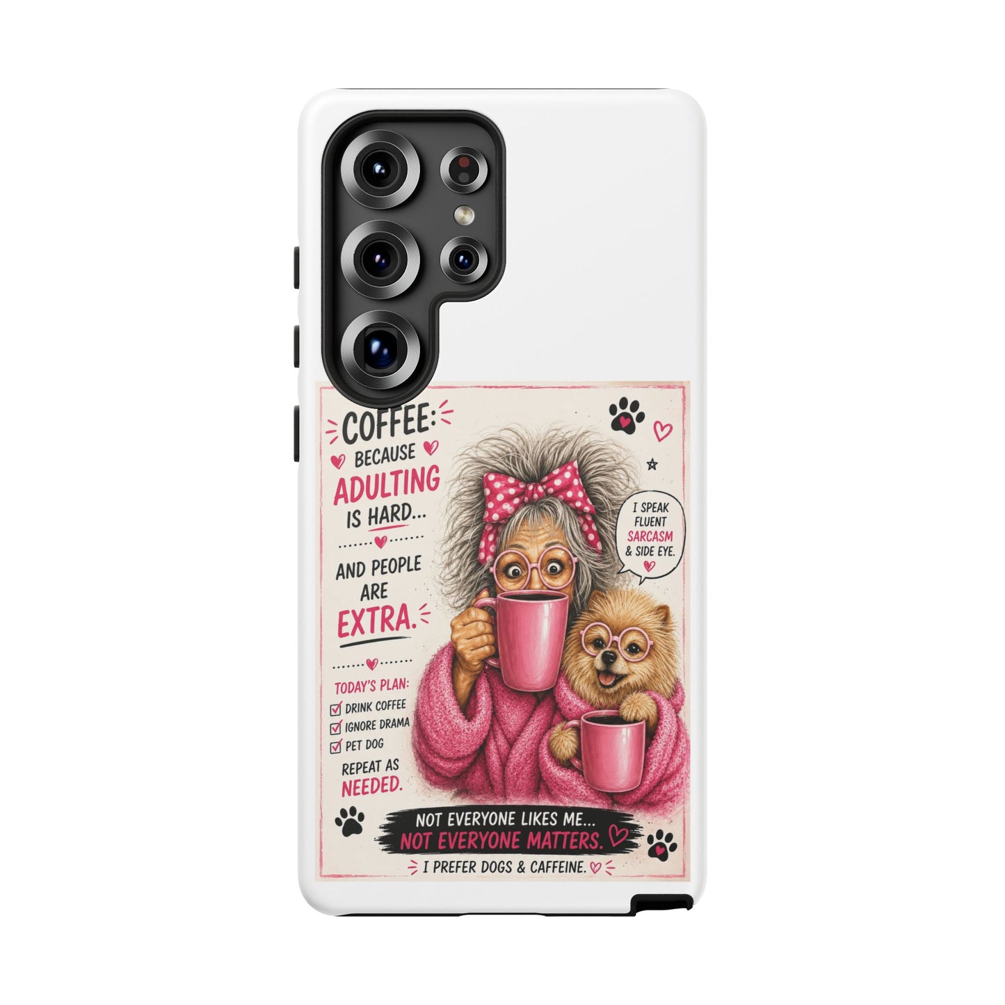 Perky Pearl and LattePhone Case — Funny "Adulting Is Hard" Cozy Design