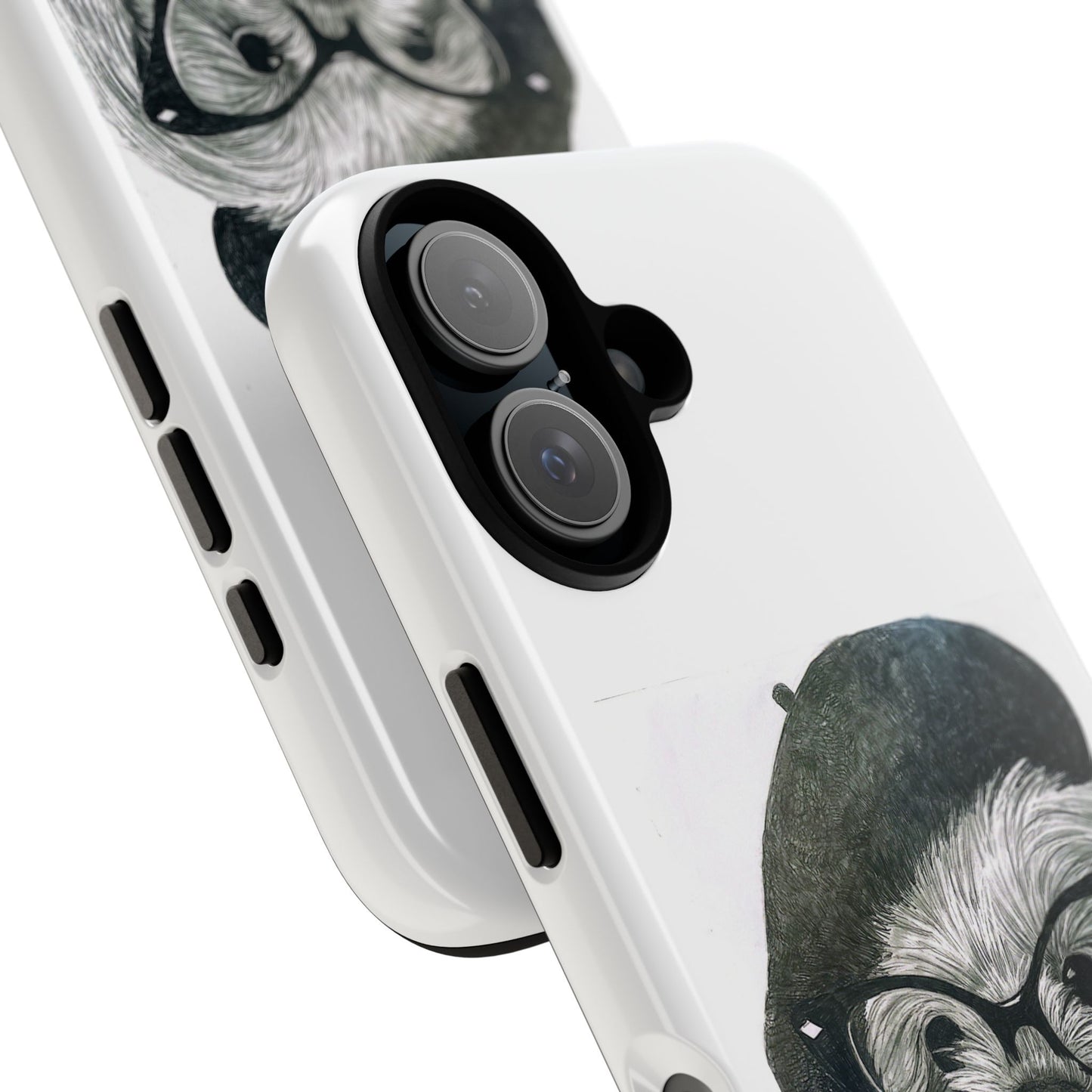 Dog Portrait Phone Case — Dexter with Beret, Glasses & Bow Tie