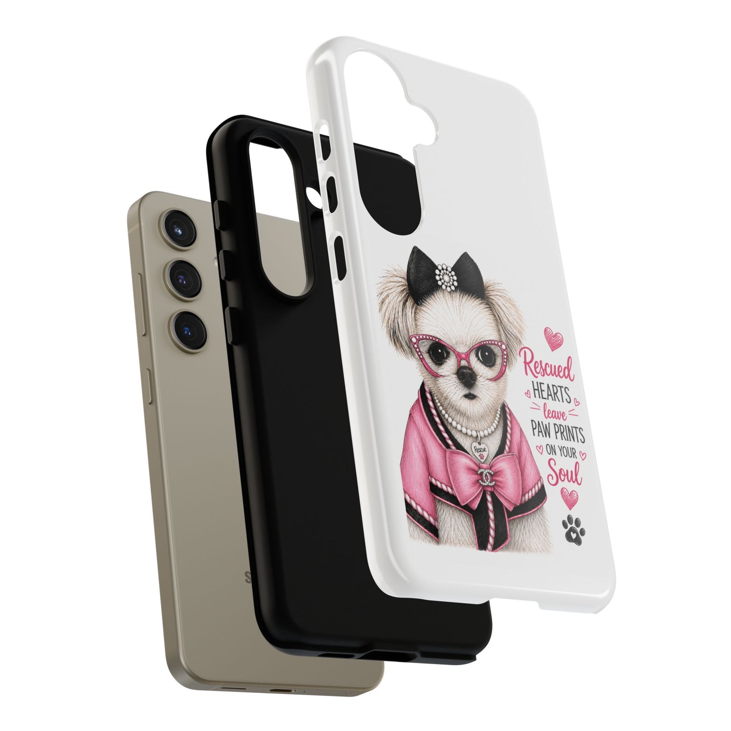 Rescued Hearts Paw Prints Phone Case