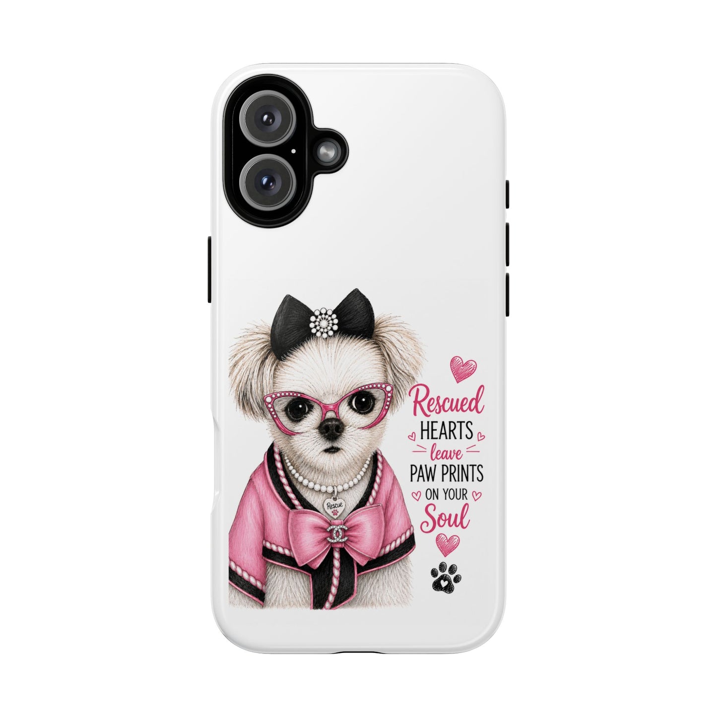Rescued Hearts Paw Prints Phone Case