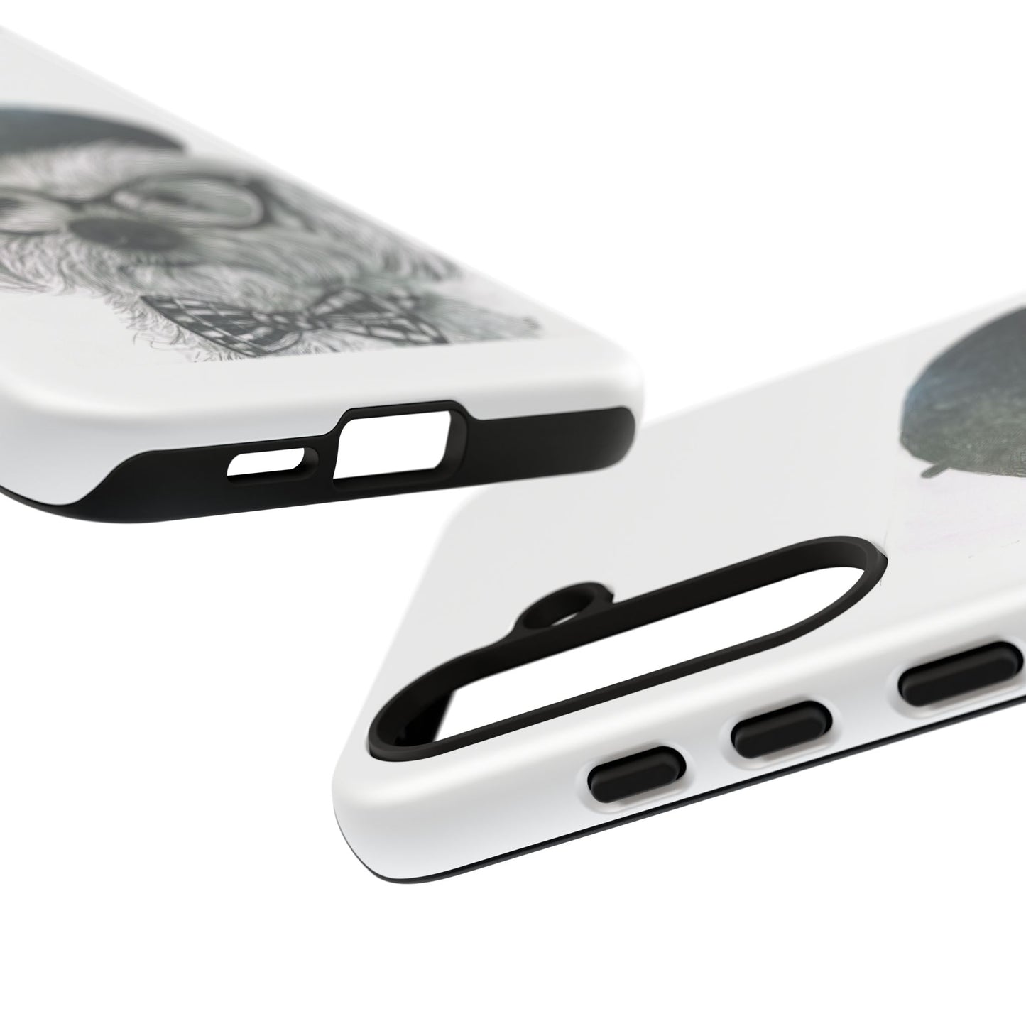 Dog Portrait Phone Case — Dexter with Beret, Glasses & Bow Tie