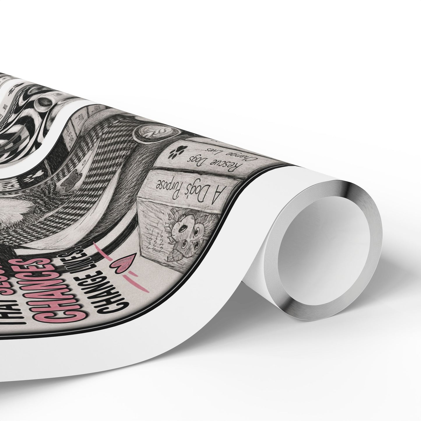Euclid pet pals  Wrapping Paper Roll — Black & White Storyboard Gift Wrap