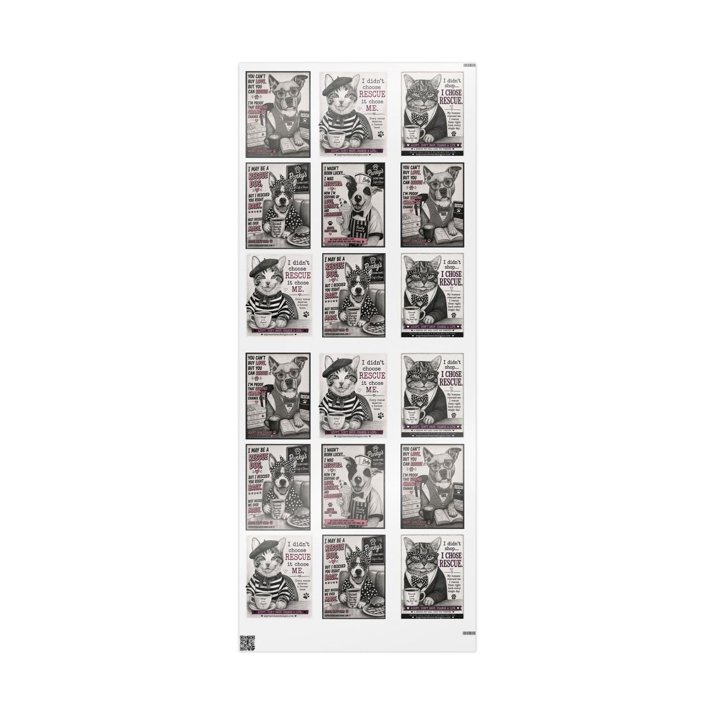 Euclid pet pals  Wrapping Paper Roll — Black & White Storyboard Gift Wrap