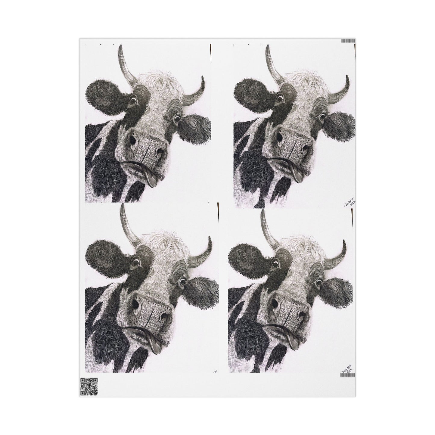 Cow Pattern Wrapping Paper — Black & White Animal Print Gift Wrap