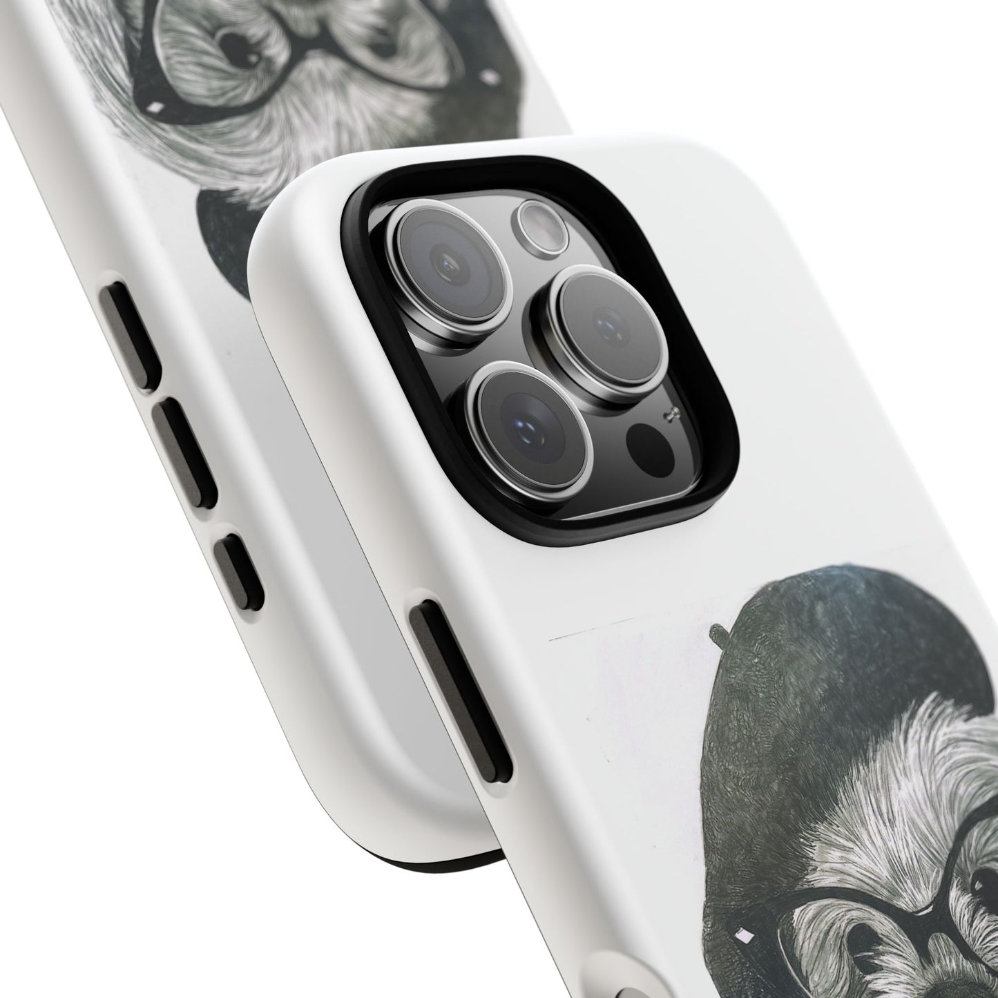 Dog Portrait Phone Case — Dexter with Beret, Glasses & Bow Tie