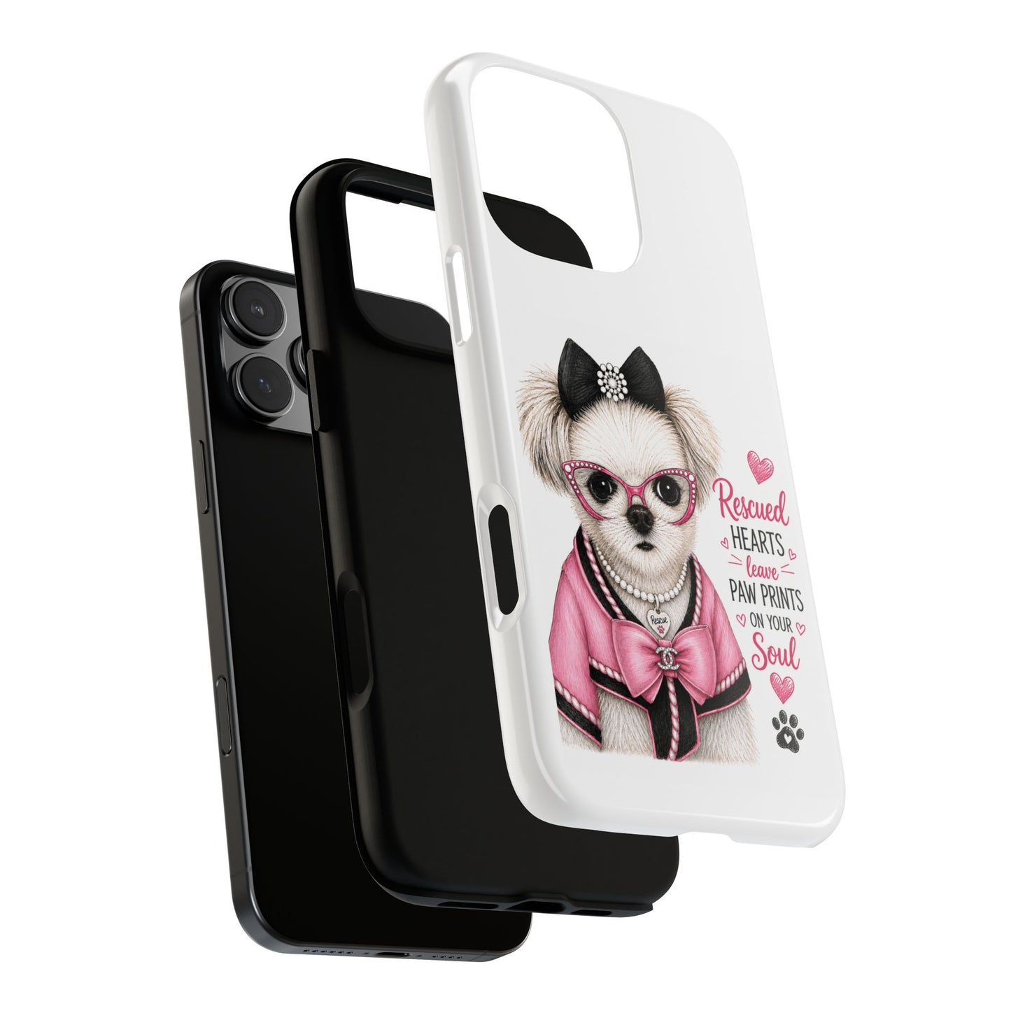 Rescued Hearts Paw Prints Phone Case