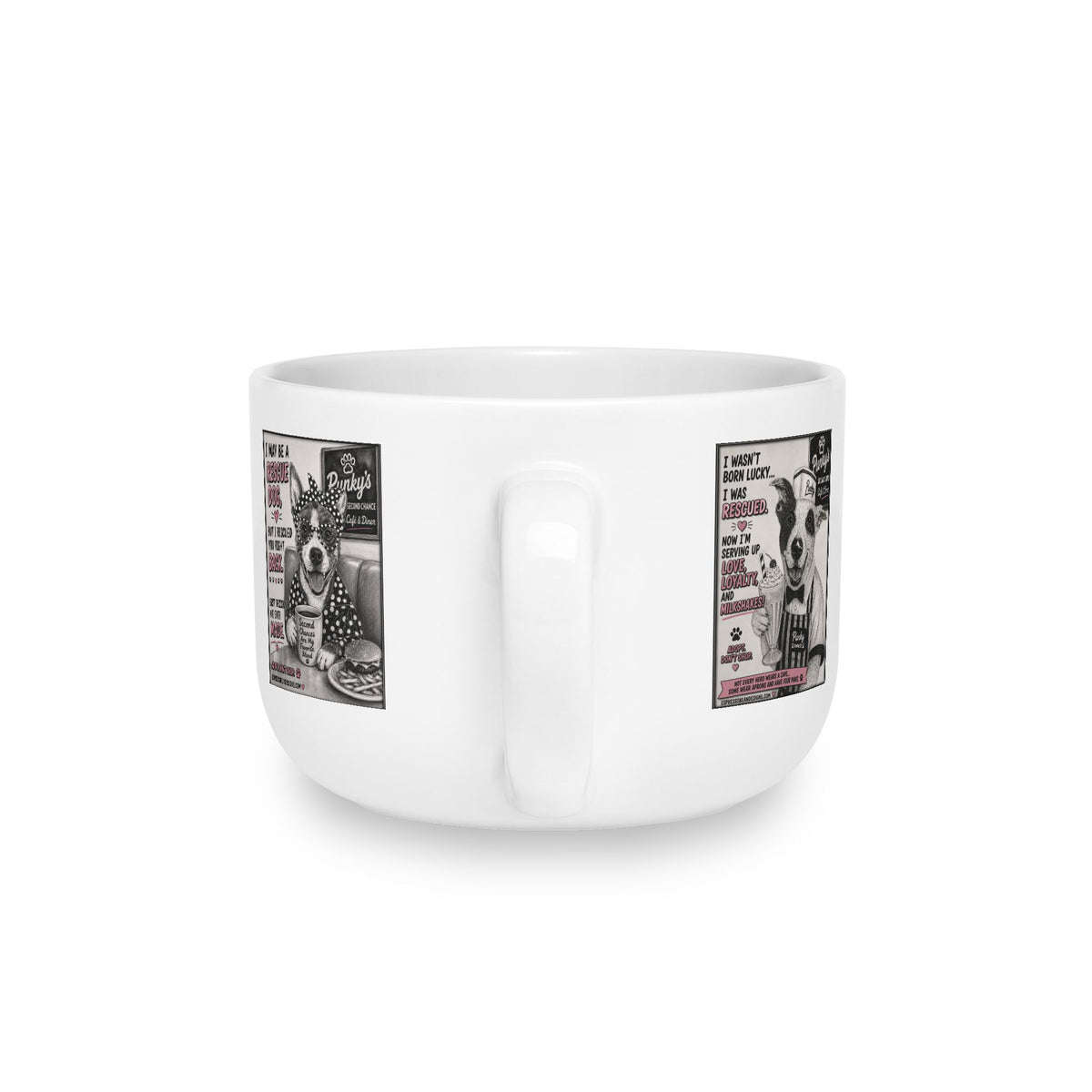 25oz Euclid pet pals Latte Mug — 'I Didn't Choose Rescue, It Chose Me' Ceramic Coffee Cup