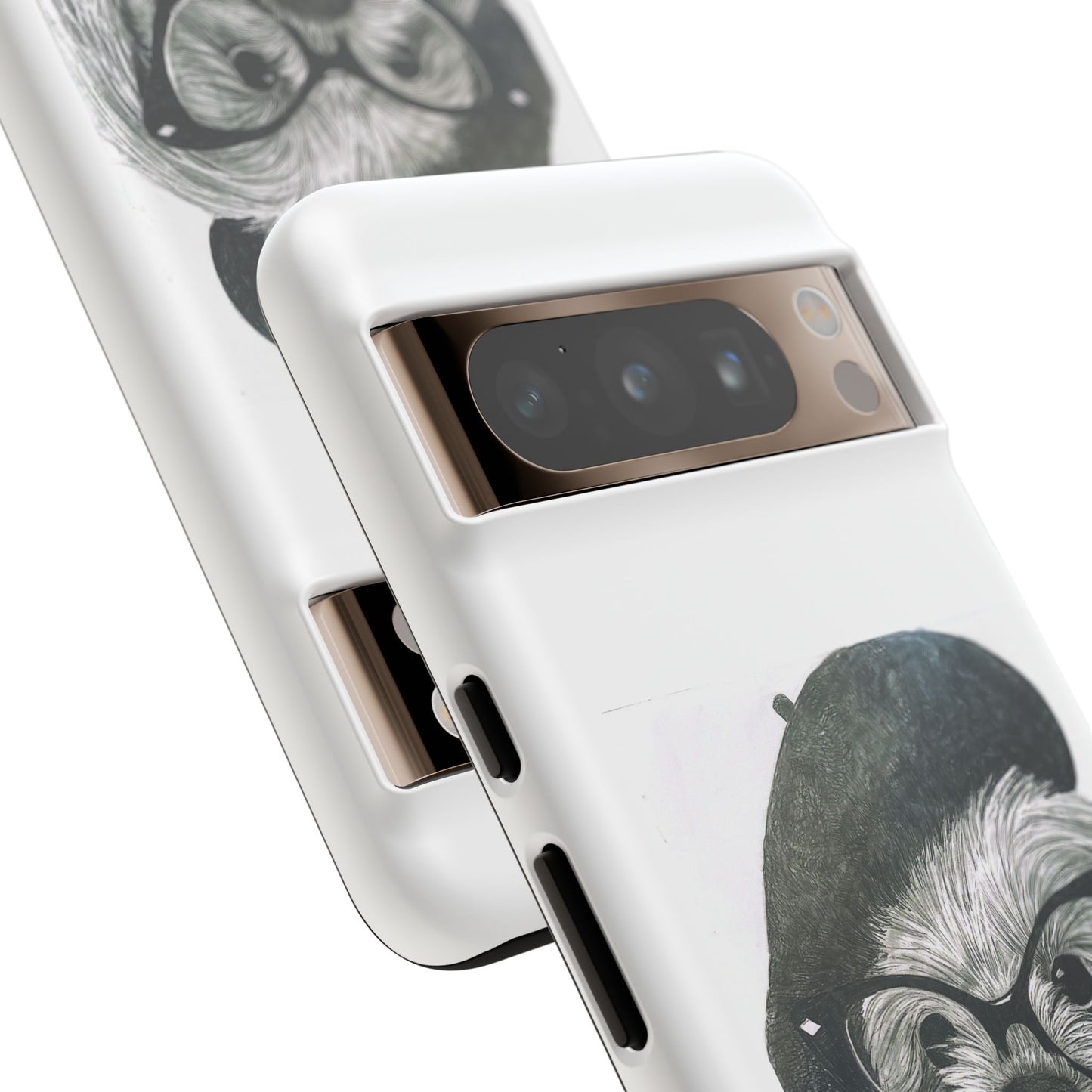 Dog Portrait Phone Case — Dexter with Beret, Glasses & Bow Tie