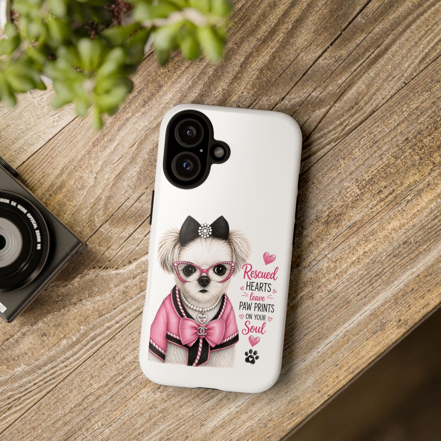 Rescued Hearts Paw Prints Phone Case