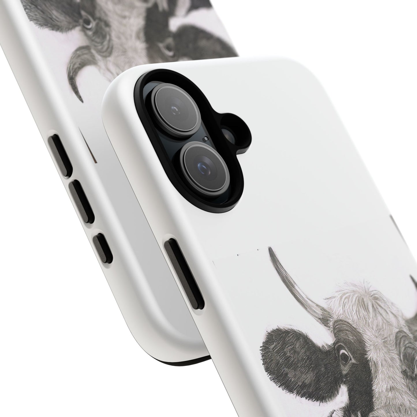 Cow Sketch Tough Phone Case — Protective iPhone Cover with Whimsical Cow Illustration