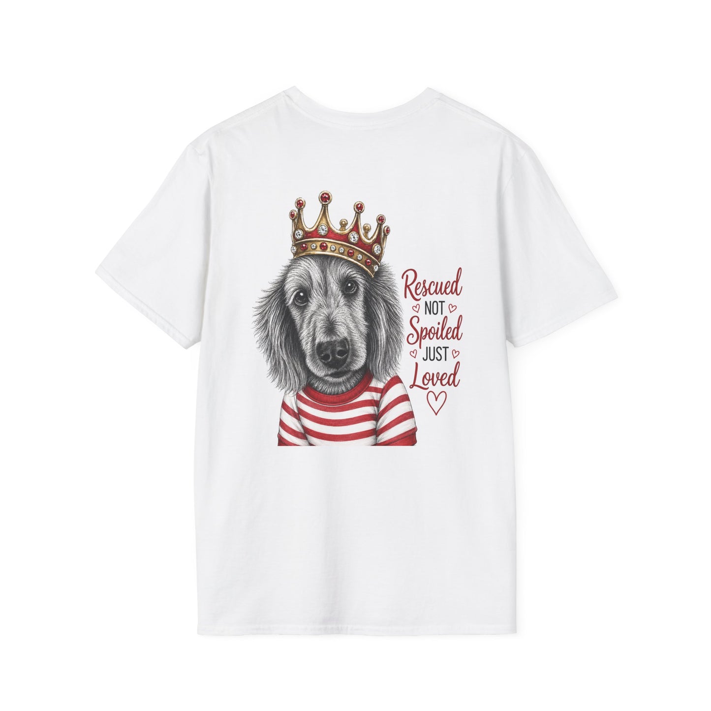 T-Shirt. Not spoiled just loved. Spirit a real rescued doggie