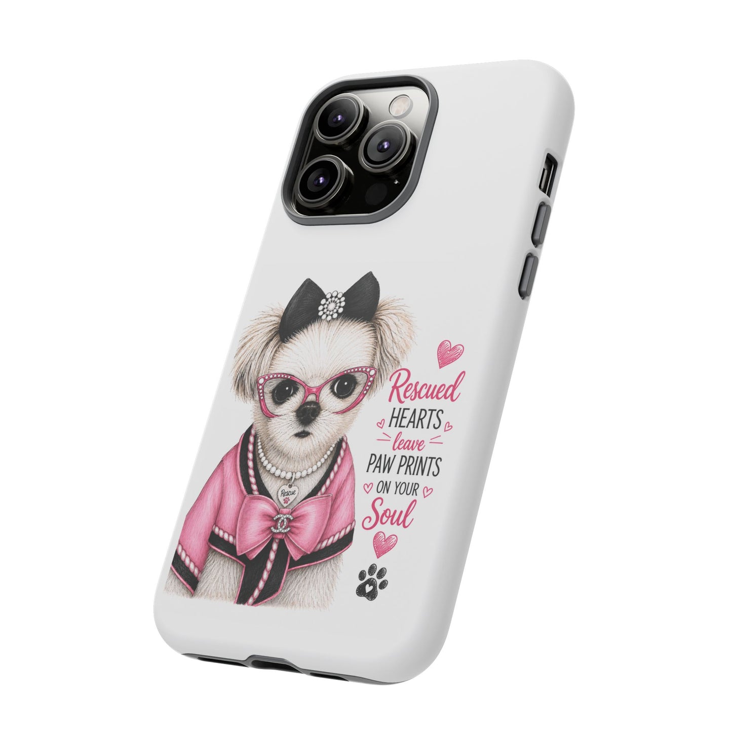 Rescued Hearts Paw Prints Phone Case