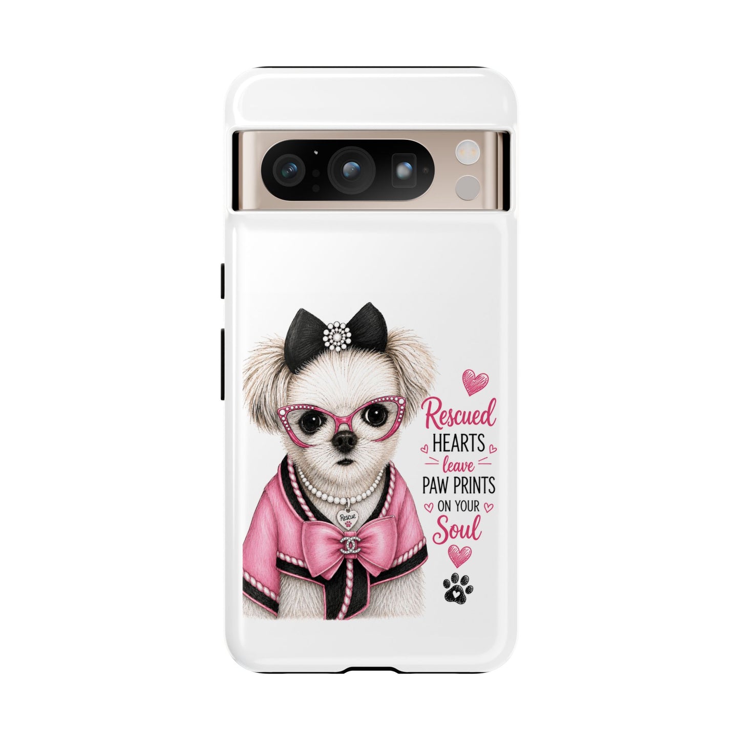 Rescued Hearts Paw Prints Phone Case