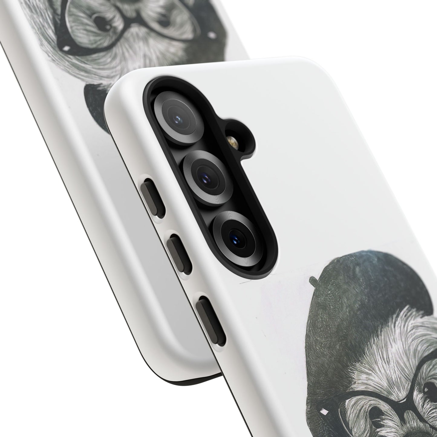 Dog Portrait Phone Case — Dexter with Beret, Glasses & Bow Tie