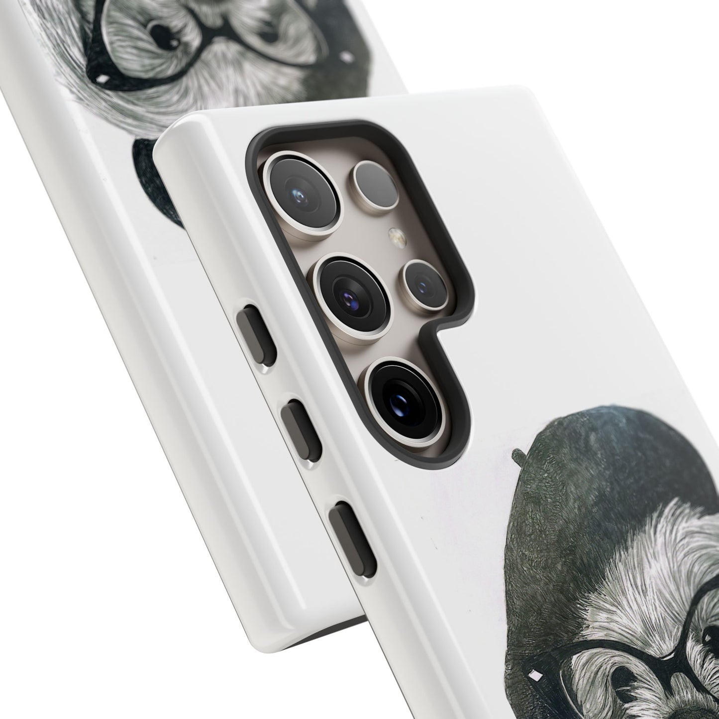 Dog Portrait Phone Case — Dexter with Beret, Glasses & Bow Tie