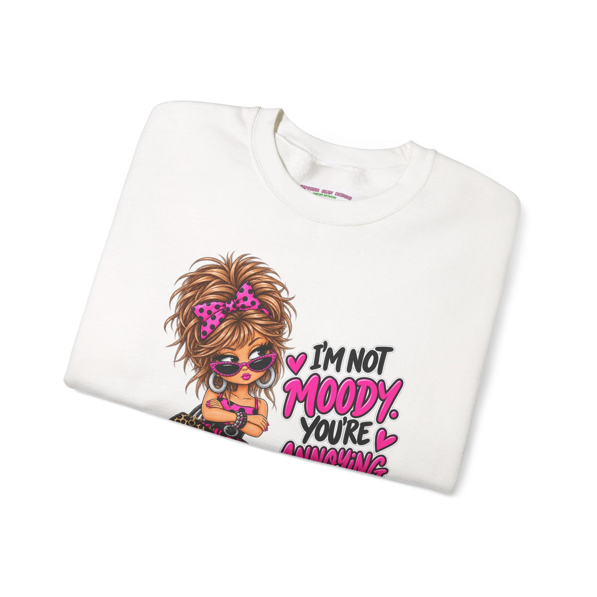 “I’m Not Moody, You’re Annoying” Girl & Pug Graphic Sweatshirt