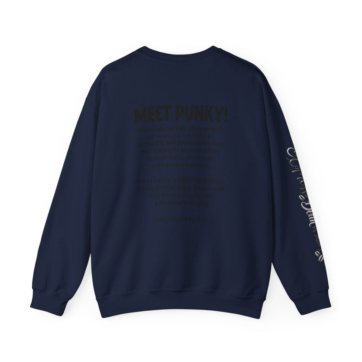 Dog Crewneck Sweatshirt — 'Meet Punky' Rescue Cafe Graphic